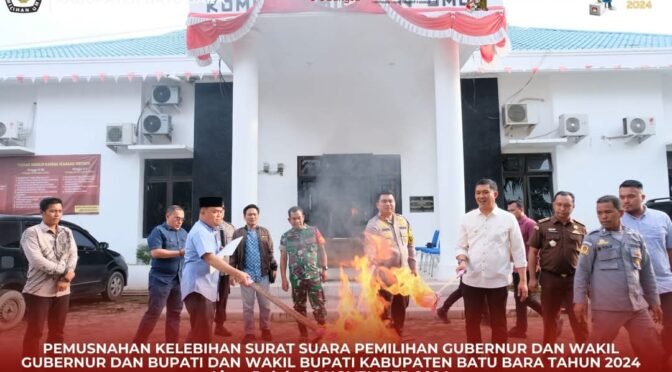 Pemusnahan Kelebihan Surat Suara Pilkada 2024 di Batu Bara Berlangsung Transparan