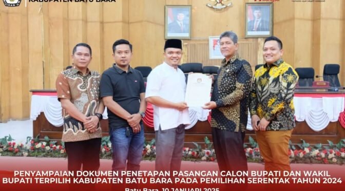 KPU Batu Bara Serahkan Dokumen Penetapan Pasangan Calon Terpilih ke DPRD Batu Bara