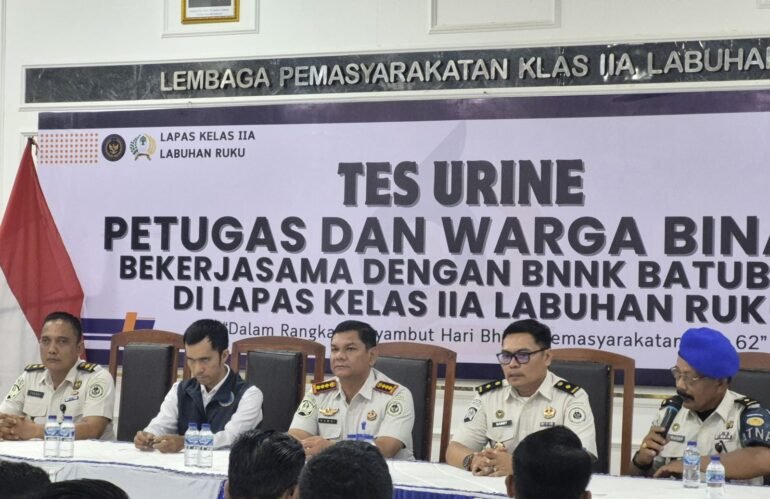 Peringati HBP ke-62, Lapas Labuhan Ruku Gelar Tes Urine Pegawai dan Warga Binaan